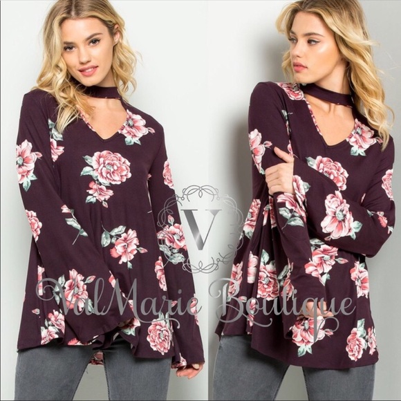 Soft brushed plum ultra soft choker top - Picture 2 of 4